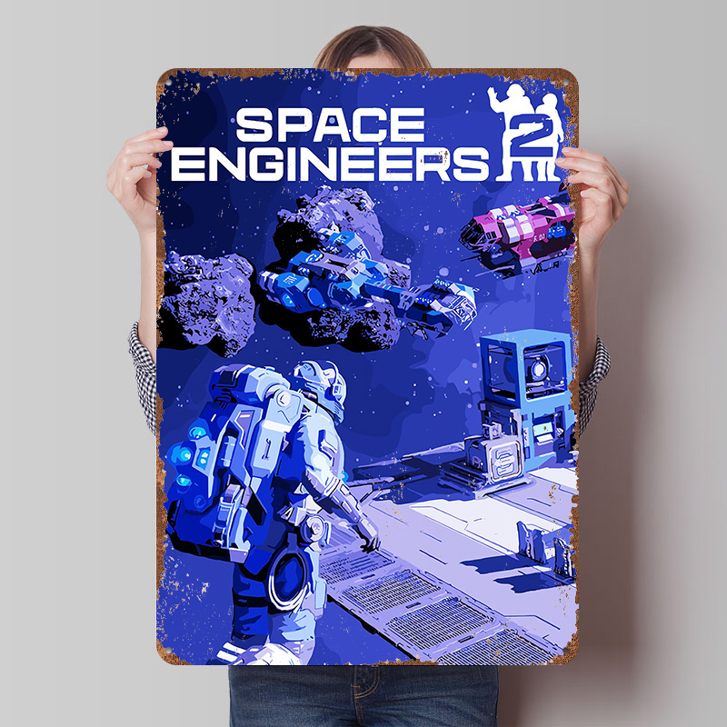 Retro Gaming Space - Poster Logam Seni Sampul Game Space
