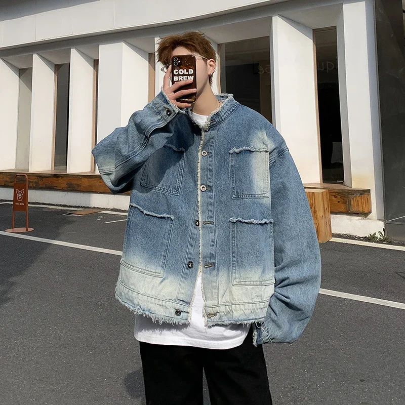 Retro Gaming Jacket - Jaket Denim Raw Edge Hip Pop