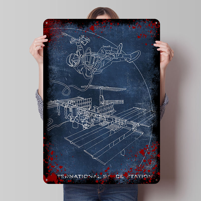 Retro Gaming Space - Poster Cetak Stasiun Luar Angkasa Internasional