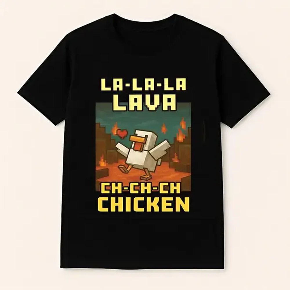 Retro Gaming Gifts For Men - [100% Katun] Kaos Vintage Lava Chicken