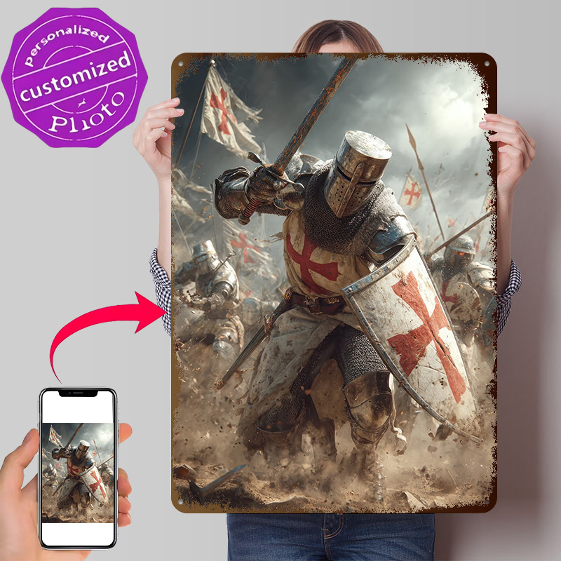 Retro Knight Gaming - Poster Tekstur Cetak 3D Crusader Knight