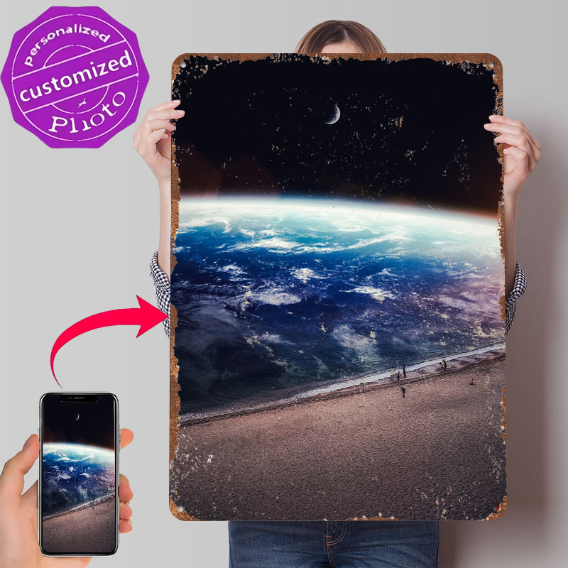 Retro Gaming Space - Poster Logam Space Beach Walk At