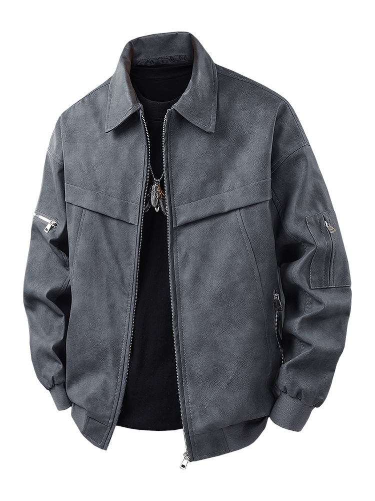 Retro Gaming Jacket - Jaket Bomber Kulit Retro Pria Ukuran