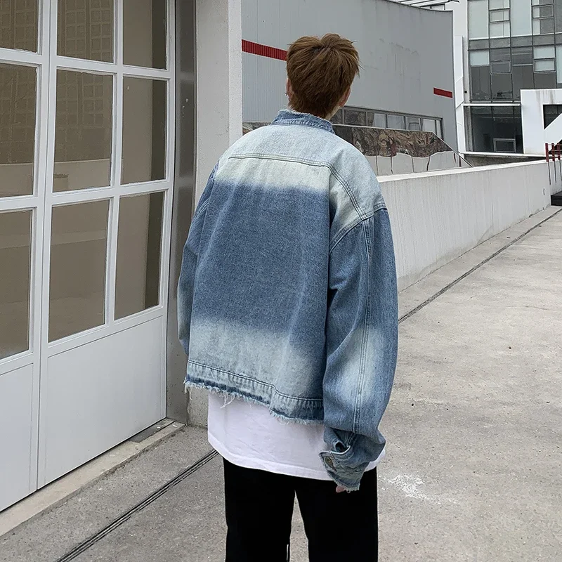 Jaket Denim Raw Edge Hip Pop R - Retro Gaming Jacket ulasan dan harga