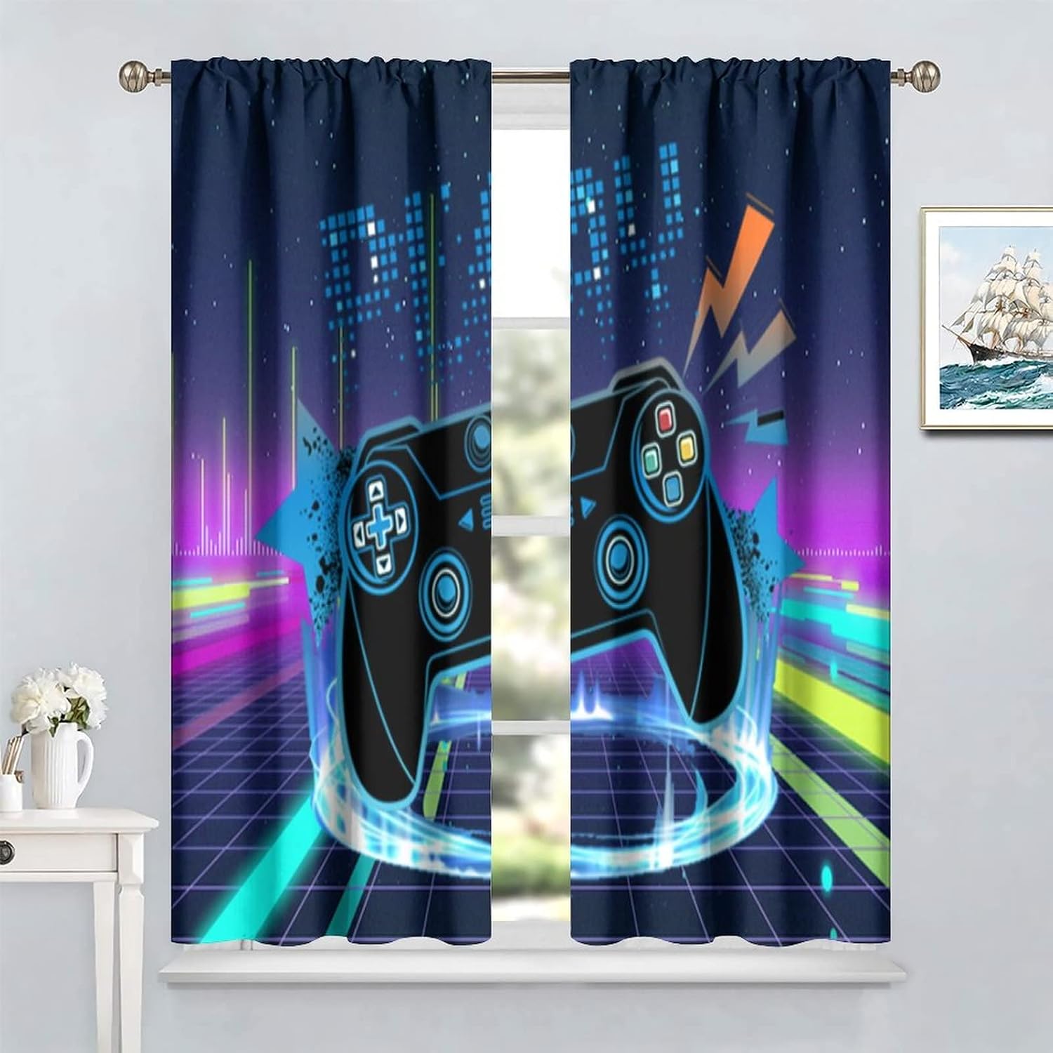 2 Panel Tirai Neon Motif Pengo - Retro Gaming Space ulasan dan harga