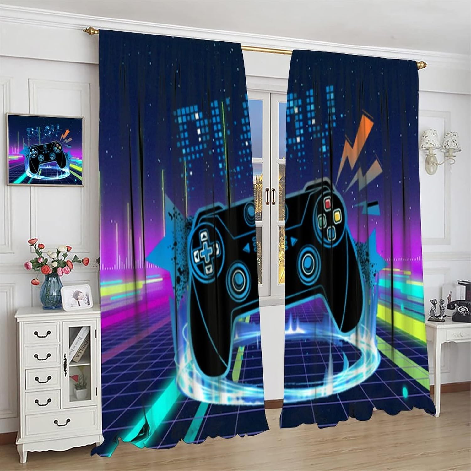 2 Panel Tirai Neon Motif Pengo - Retro Gaming Space ulasan dan harga