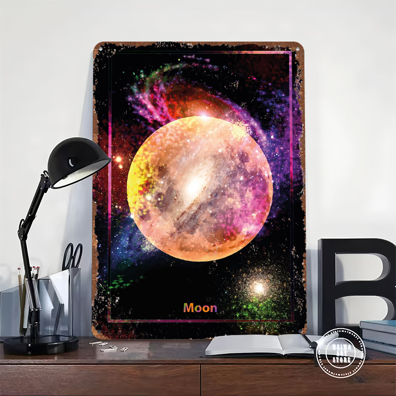 Poster Logam Bulan Berwarna-wa - Retro Gaming Space ulasan dan harga
