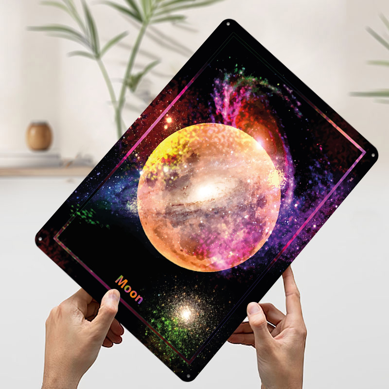 Poster Logam Bulan Berwarna-wa - Retro Gaming Space ulasan dan harga