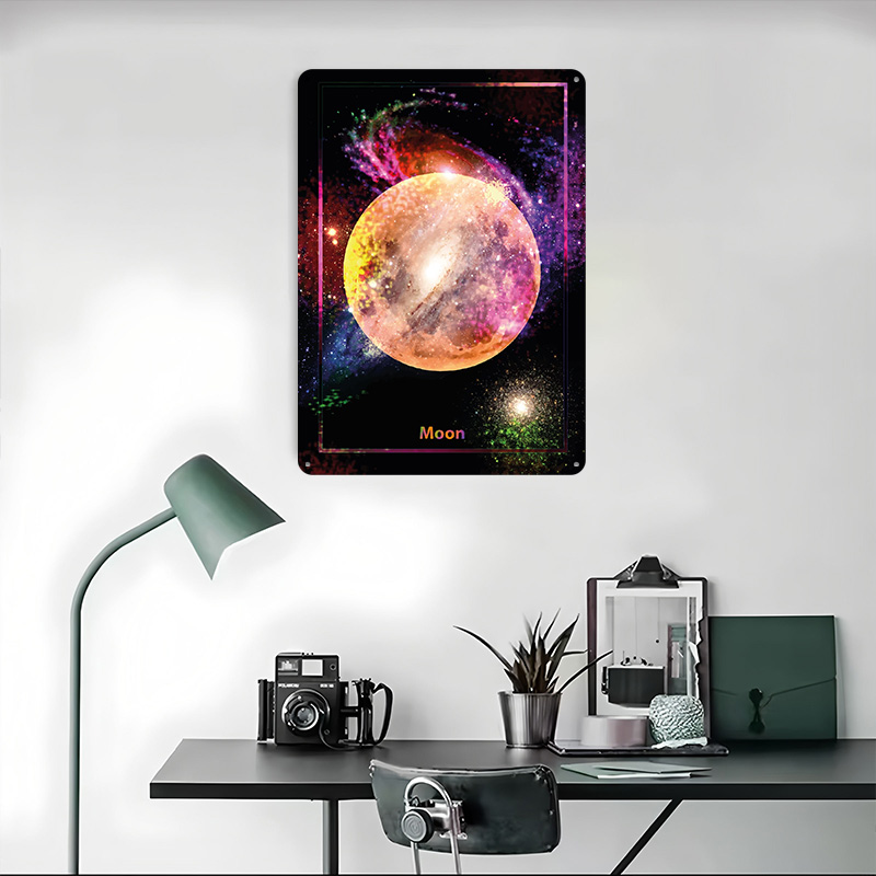 Poster Logam Bulan Berwarna-wa - Retro Gaming Space ulasan dan harga