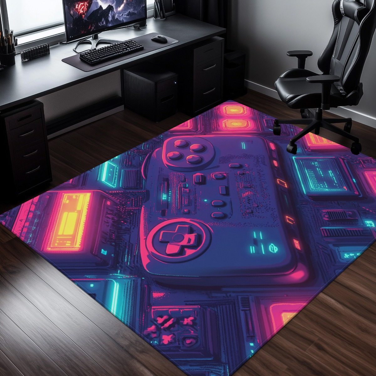 Karpet Neon Gamer – Desain Kon - Retro Gaming Space ulasan dan harga