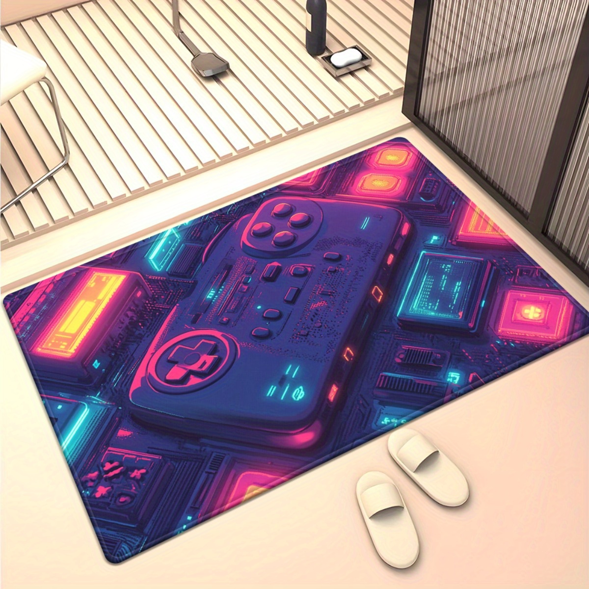 Karpet Neon Gamer – Desain Kon - Retro Gaming Space ulasan dan harga